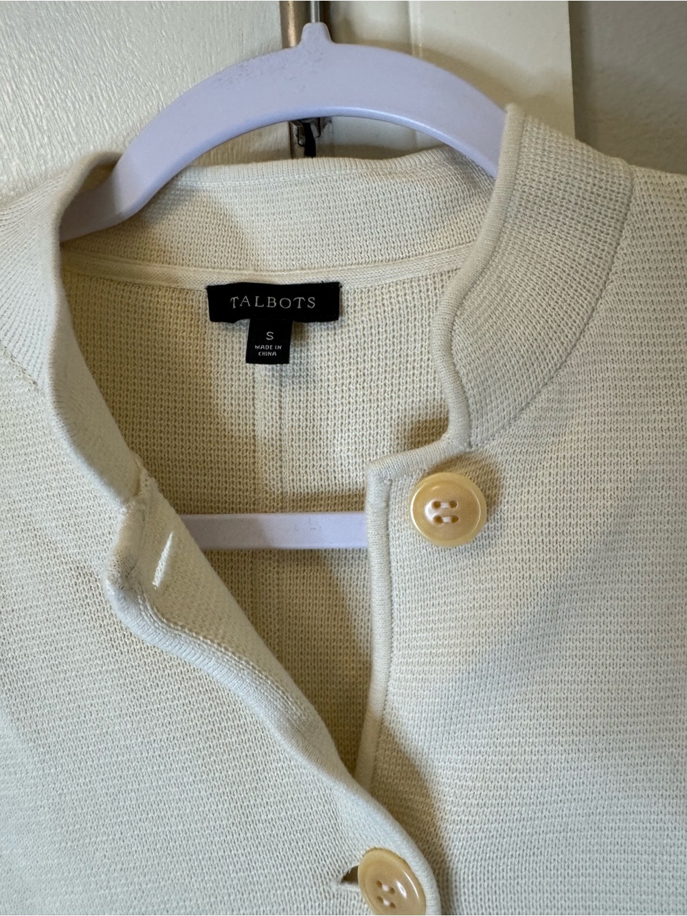 Talbots Cream Knit Button-Front Jacket - Picture 6 of 11